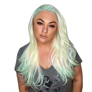 Glow In The Dark Matte Watercolor Pastel Ombre Synthetic Glueless Lace Front Wig